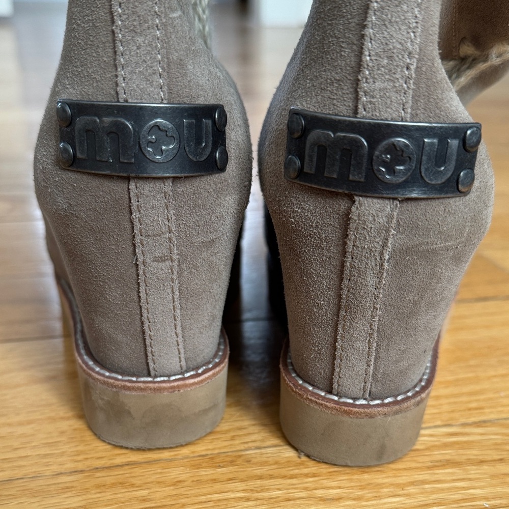 Mou Gray Suede Wedge Boots - Picture 7 of 11